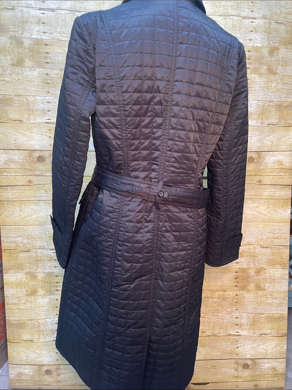Express black quilted trench coat 
Size 8. Y2K Lightweight. Preowned. - Picture 4 of 12